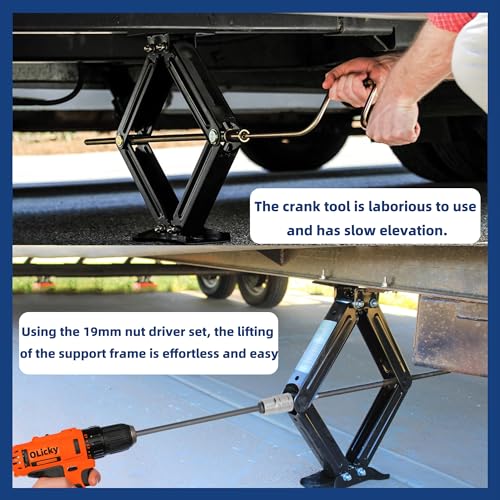 Olicky Wohnwagen Kurbel für Akkuschrauber, Verlängerung Kurbel Mit 19mm Nuss (3/4) für Kurbelstützen Länge 32cm, Geeignet für Wohnwagen und Wohnmobile