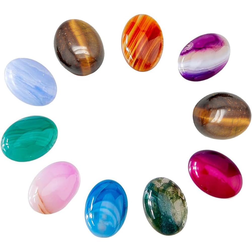 SUPERFINDINGS Natural Gemstones Beads Cabochons 6mm Half Round Cabochon Stone Flatback Healing Crystal Quartz Stone for Bracelet Necklace Jewelry Making