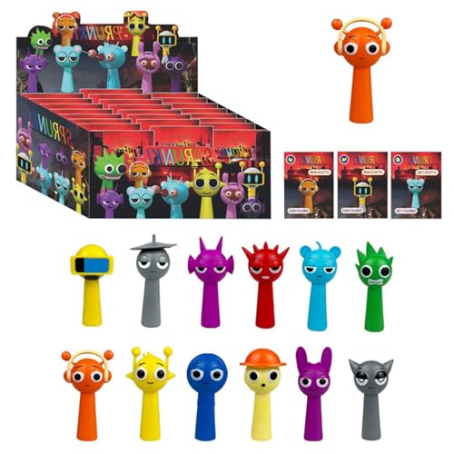 スプランキー フィギュア セット ブラインドボックス フィギュア 24パック 1パック=フィギュア*1+カード*3 スカイ サイモン おもちゃ 積み木 グッズ ミニフィギュア キャラクター 歌うモンスター オレン ラディ ヴィネリア グレー ウェンダ ピン