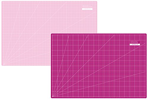 SEMPLIX Schneidematte A1 in Grün Rosa Grau Türkis Lila. Ideal fürs Basteln Nähen und Patchworken. 90x60 Beidseitig Bedruckt. Vorderseite cm Rückseite inch Bemaßung