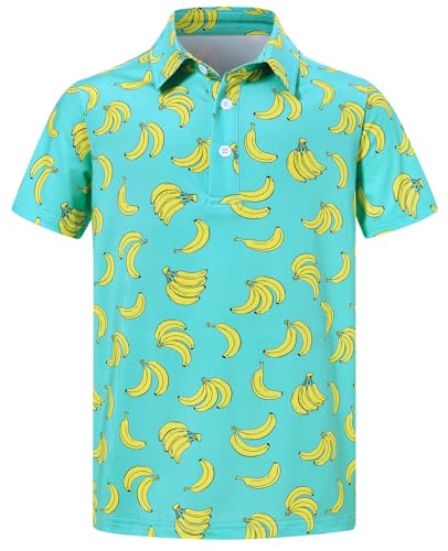 Cuddomper Boys Polo Shirts Hawaiian Golf Clothes Fashion Banana Short Sleeve 5 Years 6 Years Kids Cool School Uniform Green - image 3