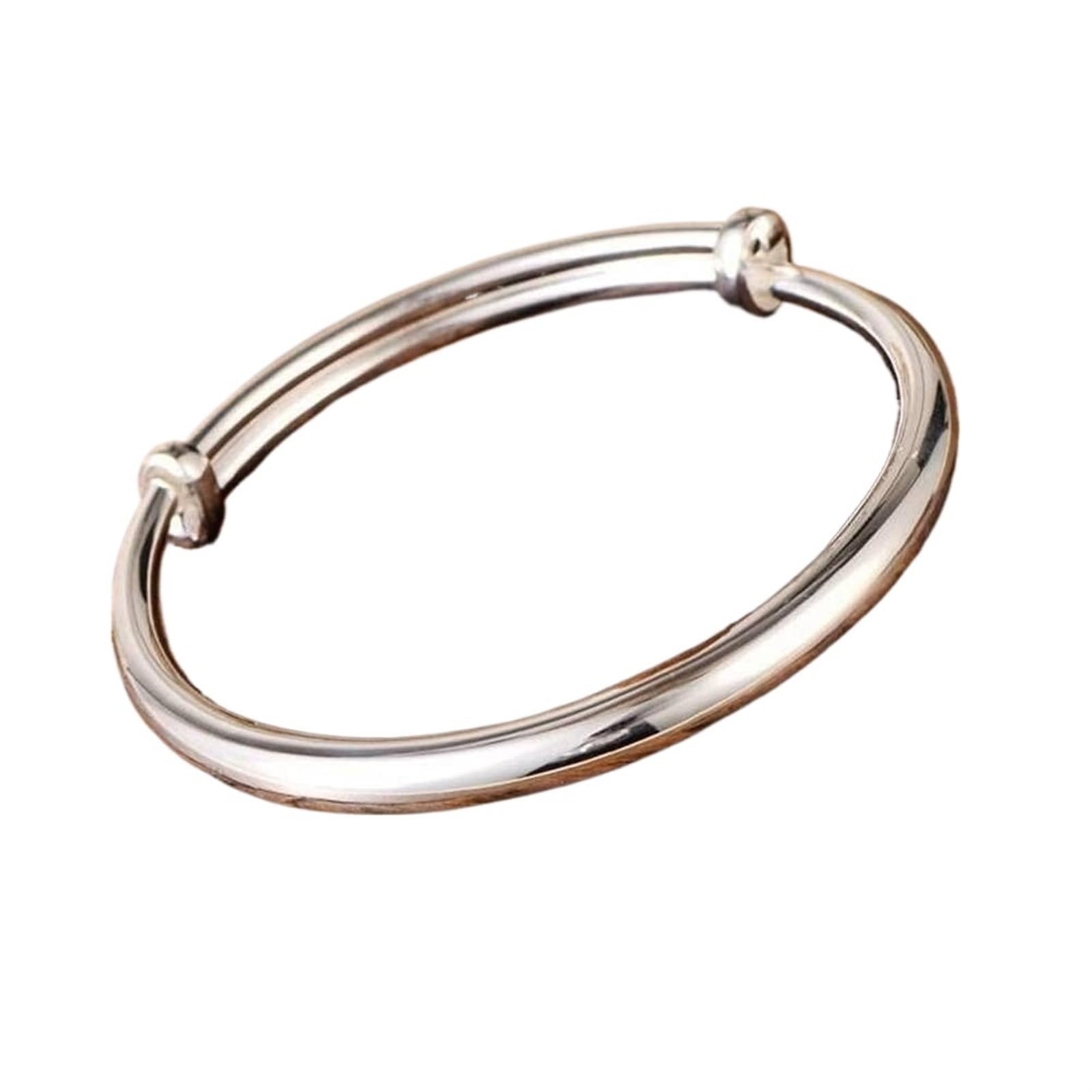Bracciale in Argento, Bracciale Rigido alla Moda, Bracciale retrò S999 Bracciale in Argento Sterling Piede Push-Pull Semplice lucentezza Gioielli Classici Unisex 25g
