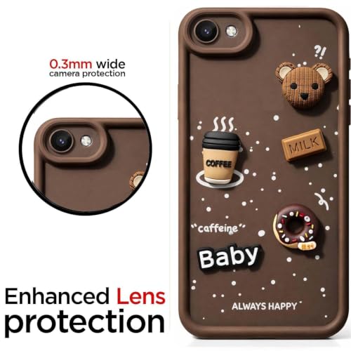 Image of Bintage Cute Fun Ball | Taddy Cartoon 3D Smiley Coffee Cup | Milk Donut | Full Protection Rubber Back Cover Compatible for Vivo 1812 / Vivo Y81i - Brown