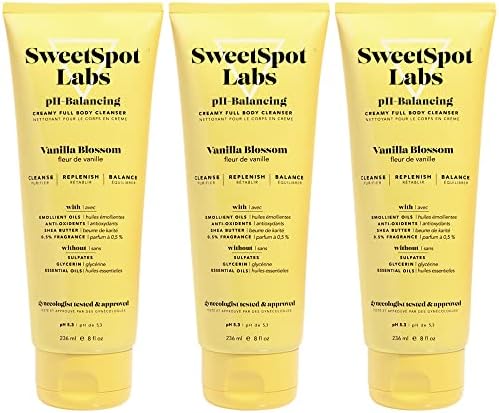 SweetSpot Labs Natural, pH Balanced, Gentle Feminine Body Wash, Vanilla Blossom, 8 Ounce (Pack of 3)