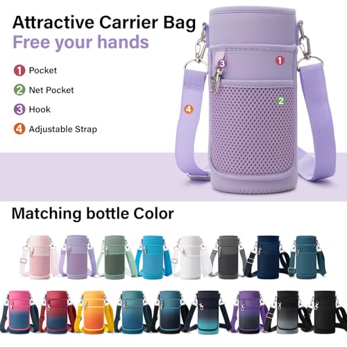 Insulated Water Bottle | Thickened Stainless Steel Vacuum Metal | Portable Sports Water Jug for Gym and Hiking with Straw, Carrier Bag, Handle Strap | BPA-Free 32 oz