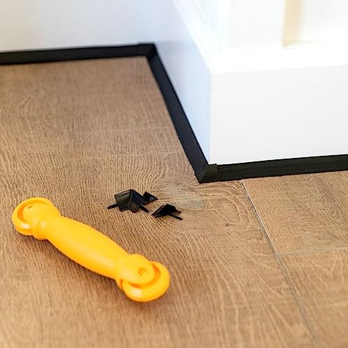 Image of InstaTrim INCAPBLK10 Wide End Cap Pieces Moldings & Trims, Black | Ten paintable black inside-corner caps finish internal joints on matching 3 /4 in InstaTrim flexible trim home installations.