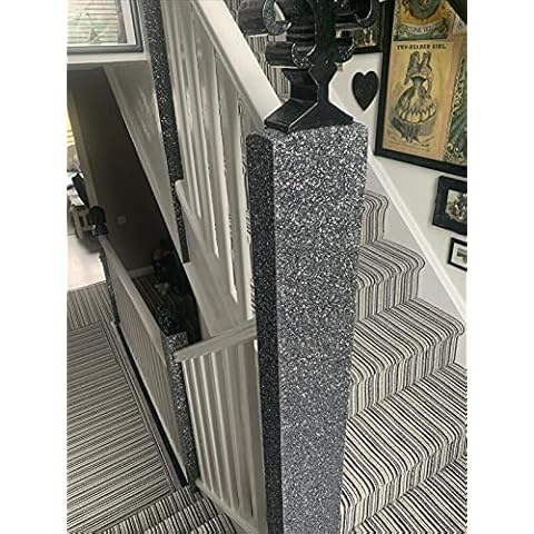 Self Adhesive Silver Glitter Fabric for Staircase Riser Wallpaper Border Stairs Perfect Bling 1 Meter by 15cm Wide (6") of Silver Chunky Fabric Back Simply Peel and Stick No Glue Needed Cover