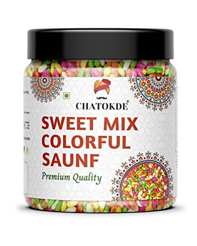 Image of CHATOKDE Colourful Sugar Coated SAUNF| Colorful Fennel Seed - 400 gms. Mouth Freshener| Jar Pack|