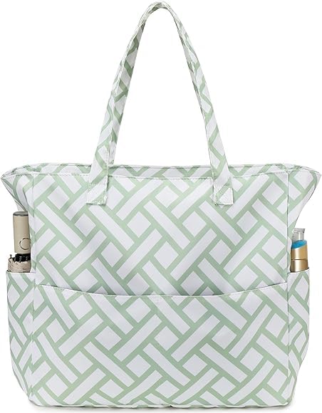 hirta Cery Tote Bag for Women Office Work Multipurpose Shoulder Bag with Zipper Pocket Teacher Travel Grocery Beach Hobo Bag Waterproof Sandproof Lightweight Pool Bag (Light Green ZikJak)-picture-47