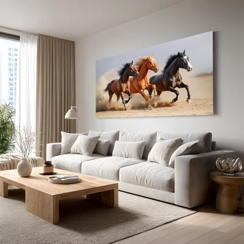 Grand tableau peinture nature d'étalon sauvage sur toile de haute qualité