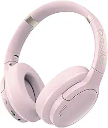Basike Fone de Ouvido Bluetooth, ANC Cancelamento de Ruído Ativo Headphone Bluetooth 5.3+EDR, Som Surround 3D, Headset com Microfone, Certificação Hi-Pure Audio, 30 horas reprodução, Y6 (Rosa)