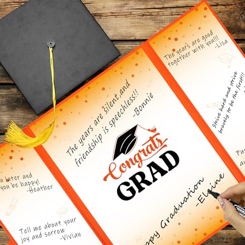 Image of Vlipoeasn Orange 2026 Graduation Party Decorations Black Orange 2026 College /High School Graduation Decorations Party Supplies, Orange Class of 2026 Congrats Grad Backdrop Banner Signature Book