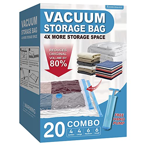 20 Pack Vacuum Storage Bags with Pump, Space Saver...