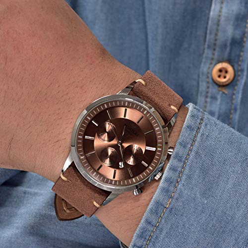 Leather Watch Bands 18mm for Men EACHE Vintage Watch Straps Dark Brown for Women Suede Leather Replacement Watchband