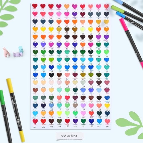 Image of Ohuhu Markers for Adult Coloring Books No Bleeding 160 Colors Water-based Dual Tips Fineliner & Brush Coloring Markers for Kids Adults Beginners Drawing Pens for Journaling Lettering - Maui - Black