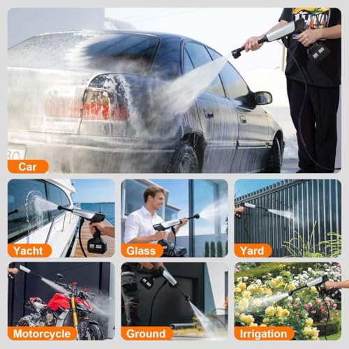 Image of Cordless Pressure Washer Battery Powered,Portable Power Washer with 2pcs 4.5Ah 21V Battery&Charger & 6-in-1 Nozzle,2 Power Level & on /Off Button,Handheld Pressure Washer for Car,Home,Garden Patio