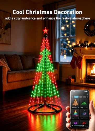 oneup 6FT Christmas Cone Tree Light,Smart RGB Light with App & Remote - image 3