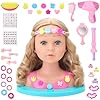 deAO Poupée Tête Coiffante pour Enfants avec Lumières,Tête À Coiffer Basic pour Poupées De Princesse, Accessoires Cheveux& Maquillage,Jouet Fille pour Dès 3 Ans