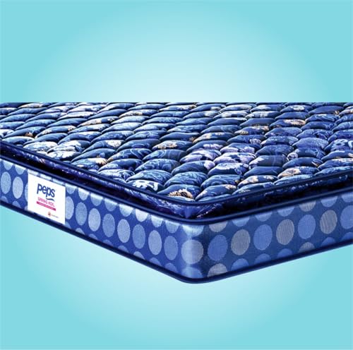 Image of peps Springkoil Bonnell Pillow Top 6-inch Single Size Spring Mattress (Dark Blue, 72x42x06) with 1 Free Pillow