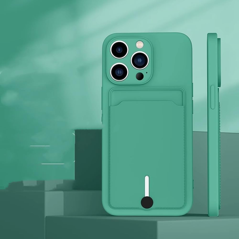 Étui iPhone 12 Mini anti-chute et anti-perte de carte en silicone vert - 7