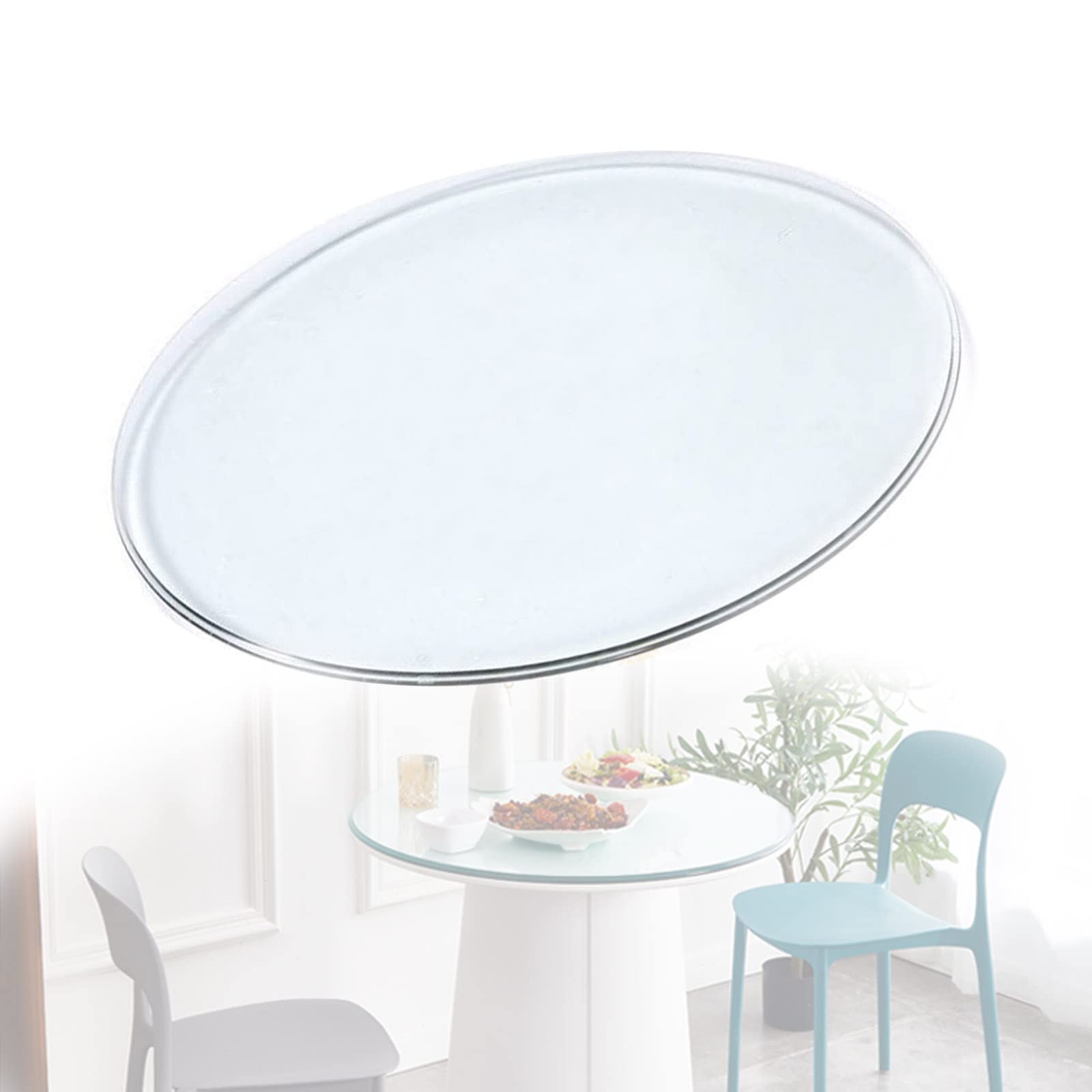 WORDFUN Round Glass Table Top, Premium Round Circular Plate Glass, Clear And Heavy, 1/4" Thick Tempered Polished Edge, For Dining Table, Coffee Table, Home & Office Use