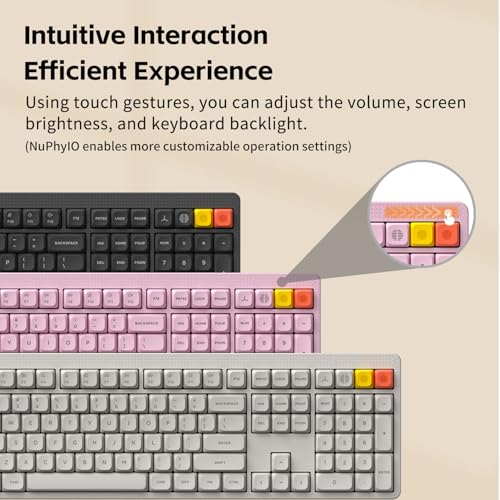 Image of NuPhy Node100 Wireless Mechanical Keyboard, Hot Swappable Custom Bluetooth Keyboard, 109 Keys Computer Gaming Keyboards, Supports Touch Gestures, PBT Keycaps, RGB Backlit, Bluetooth /2.4GHz /USB-C