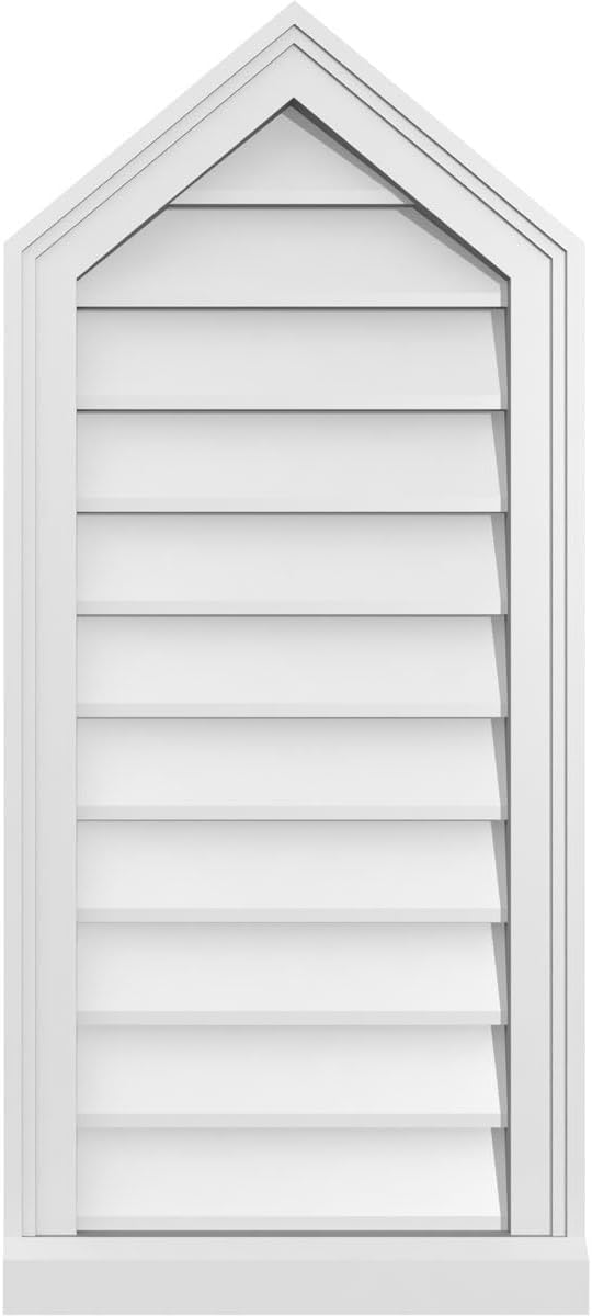 GVSPE16X3603SN-10 Peaked Top Brickmould Sill Frame, Primed Tan Signature Series Surface Mount Gable Vents, 16-in. W x 36-in. H, Unfinished