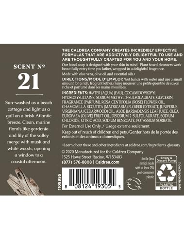 Image of Caldrea Hand Wash Soap, Aloe Vera Gel, Olive Oil and Essential Oils to Cleanse and Condition, Rosewater Driftwood, 10.8 oz, 2 Pack
