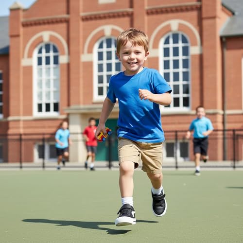 waddle wonder Toddler Shoes for Boys & Girls Hook and Loop Casual Lightweight Non-Slip Classic Leather Black Outdoor Tennis Walking Sneakers2