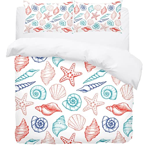 Housse de couette coquillages parure de lit ultra douce en microfibre premium