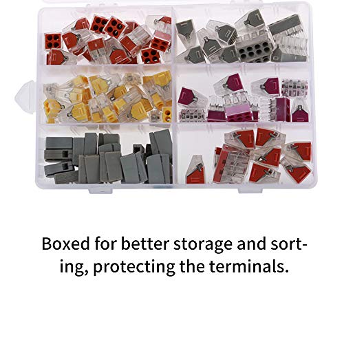 KKmoon Kit 100pcs em caixa de plástico Terminais de conexão de fio rígido Terminal de crimpagem de c