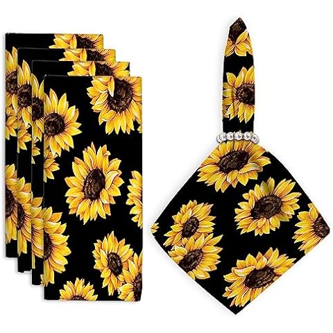 TESIQIMT Black Yellow Sunflower Napkins Set Cover