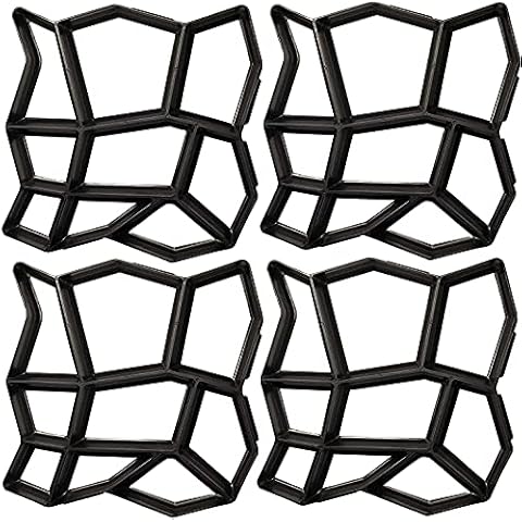 Concrete Molds and Forms,Walk Path Maker Walkway Stone Molding Paving Pavement Stepping Stone Outdoor Paver Cement Mold for Patio, Lawn & Garden (4Packs 13X13X1.4 inch) Cover