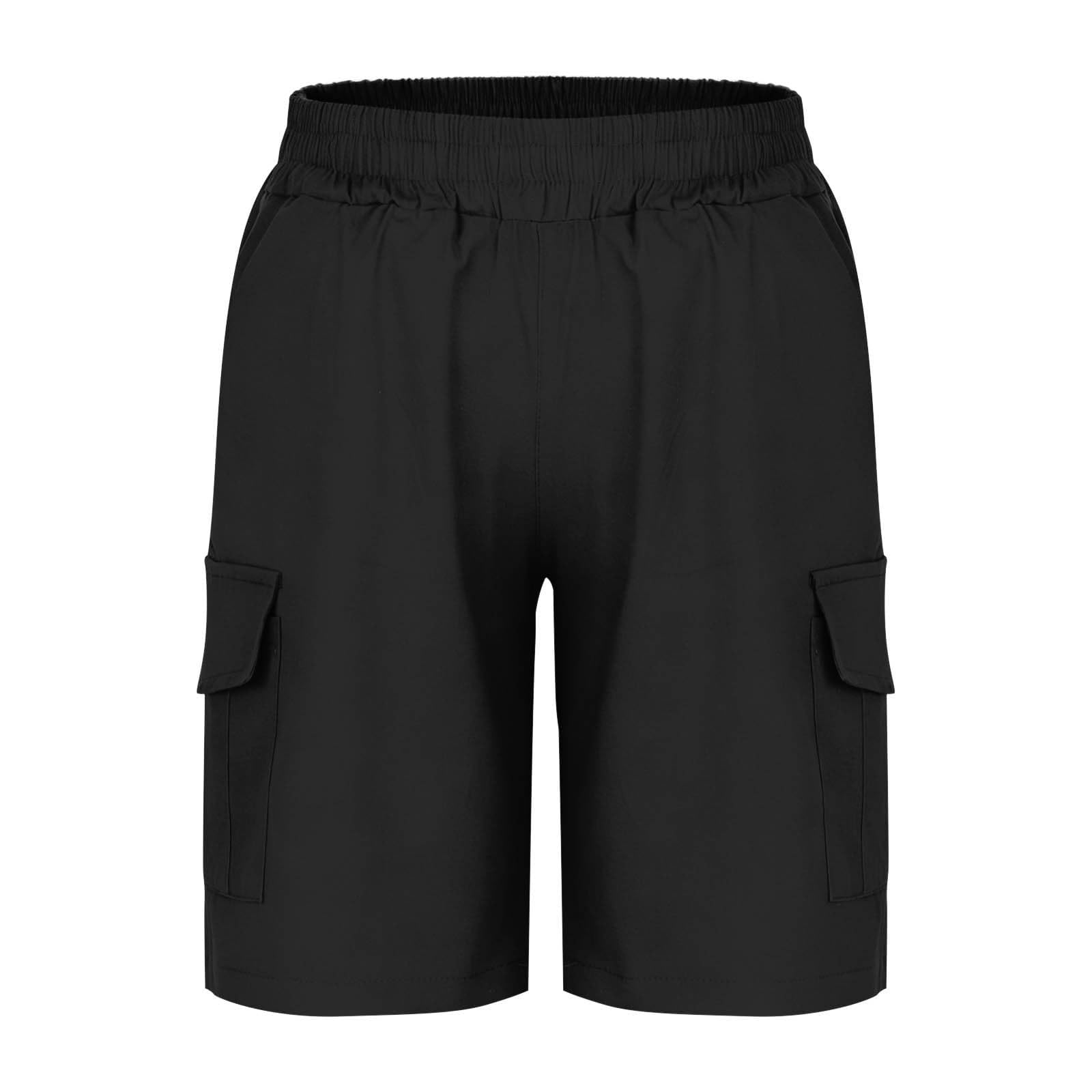 Pantalones cortos de verano para niños, cintura elástica, casuales, con bolsillos, ligeros, pierna recta, para correr al aire libre, senderismo, pantalones cortos