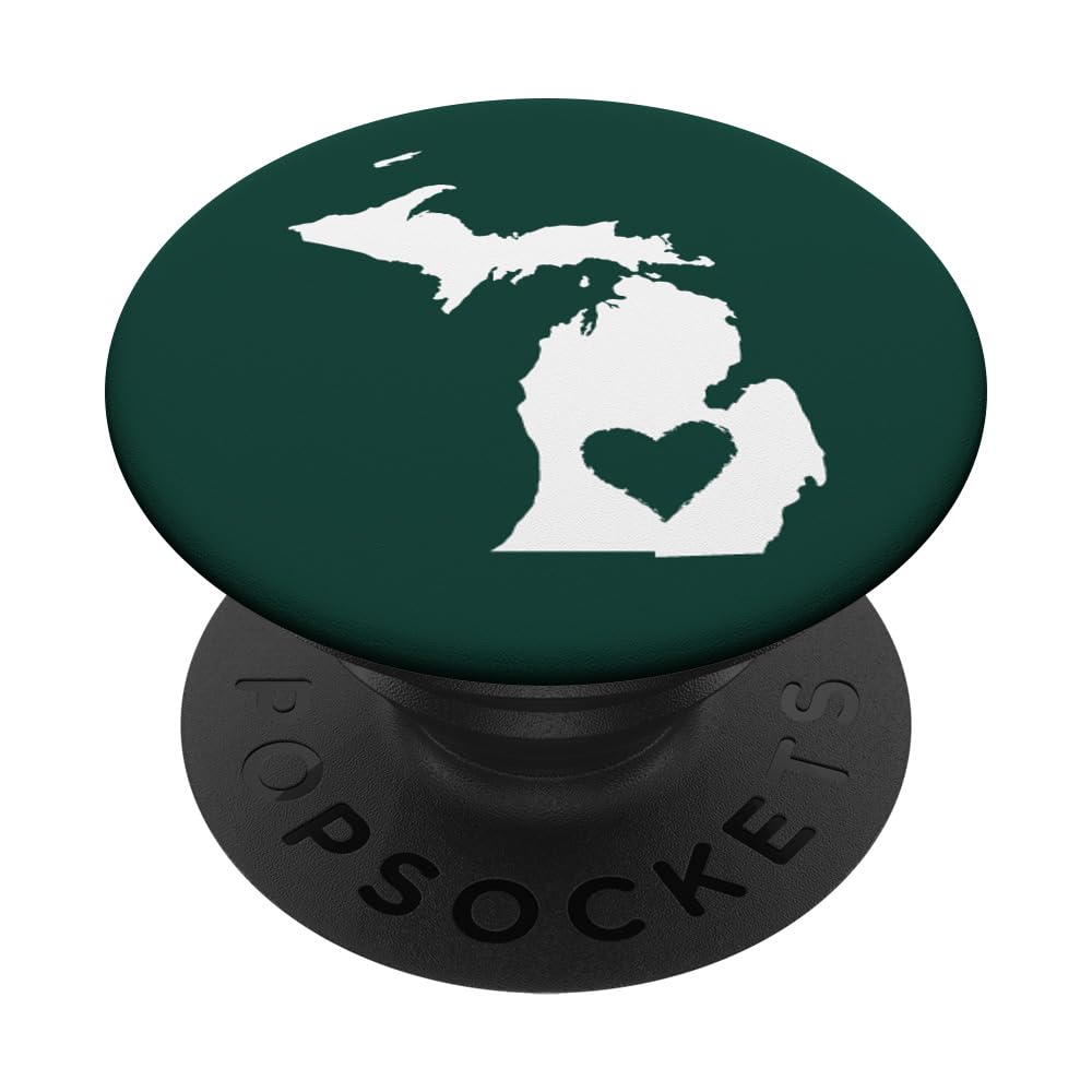 Michigan Heart State Map Green & White Home PopSockets PopGrip: Swappable Grip for Phones & Tablets PopSockets Adhesive PopGrip