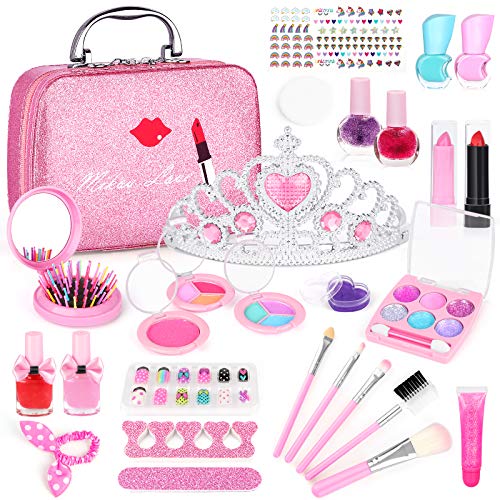 Kids Makeup Kit for Girls 28pcs, Kids Play Washable Makeup Set Toys for Girls, Safe & Non-Toxic, First Little Girls Starter Kit Real Makeup Cosmetic Beauty Set Toys for 3 4 5 6 7 8 9 10 Year Old Girls