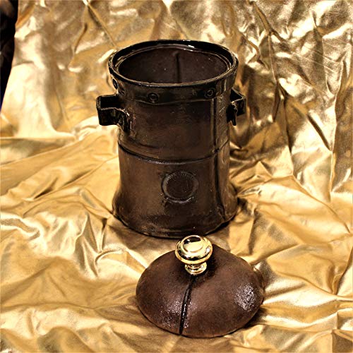 Steampunk-Inspired Leather-Look Ceramic Canister with Wrought Iron Accents for Unique Home Decor - Image 2