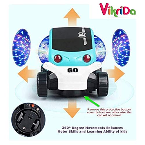 Image of Vikrida Rotating Stunt Car Toy for Kids - Bump and Go Action with 4D Lights and Music - Multicolor (Musical Stunt Car)