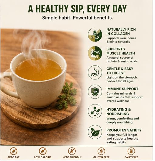 Image of Chicken Bone Broth - 300g | Ready to Drink or Cook Strong Liquid Stock | Slow Cooked 8+ Hours | No Added Preservatives | Rich Flavor from Aromatic Whole Spices | Rich in Natural Collagen | Natural Support For Gut and Joint |