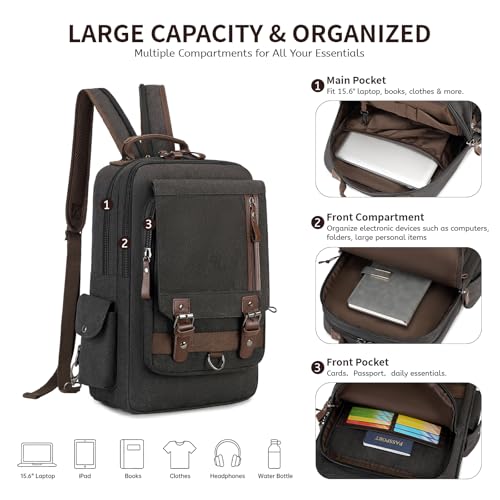 Image of mygreen Canvas Cross Body Messenger Bag Shoulder Sling Backpack Travel Rucksack