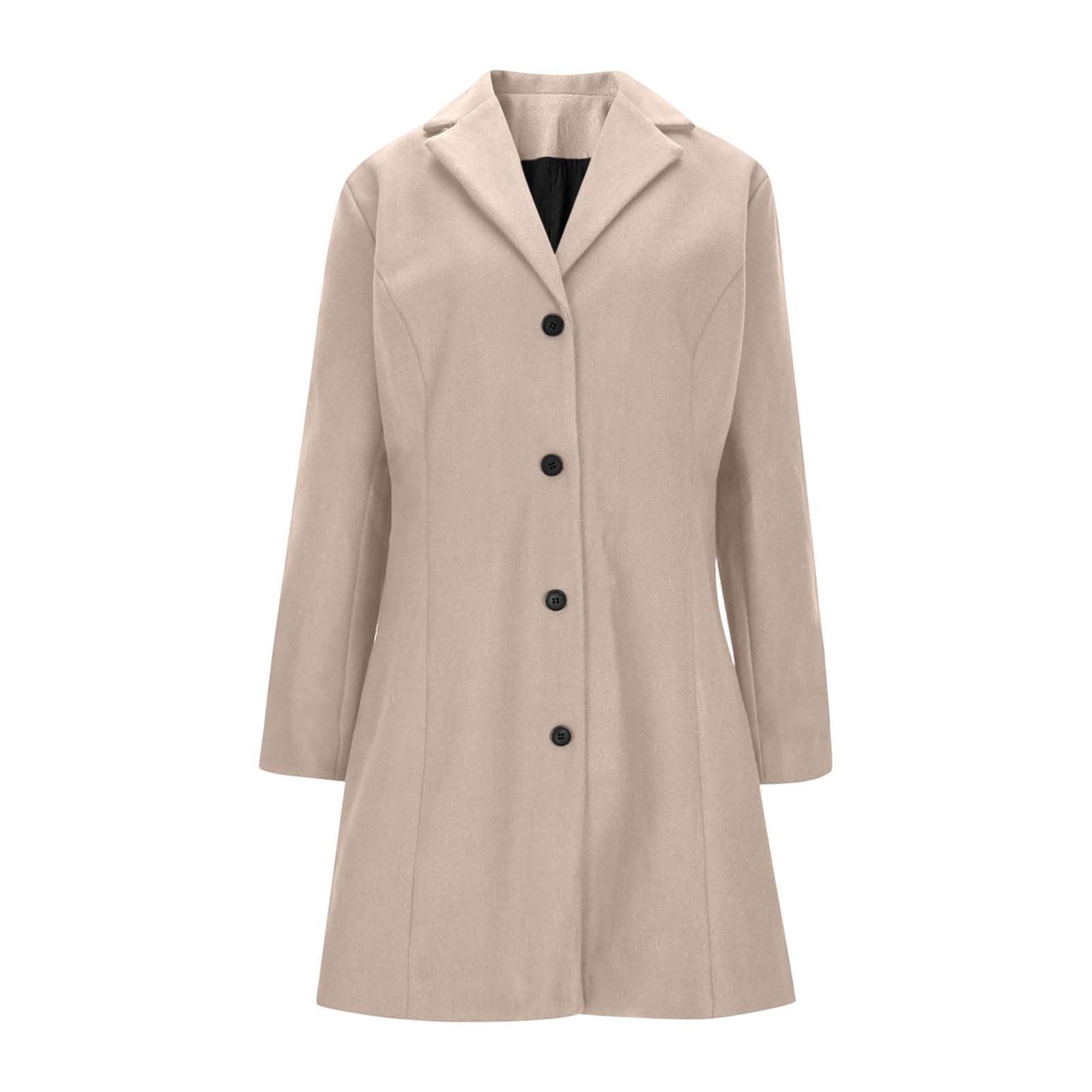 Giacca Casual Trench Lungo in Taglia Comoda con Revers a Lancia, Vestibilità Slim, Soprabito Invernale Misto per Donne alla Moda Trekking