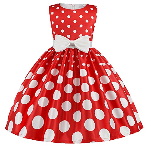 Easter Dresses for Little Girls Kids Flower Girl Dress Size 4T 5T Teen Christmas Elegant Paegant Party Wedding Fancy Prom Formal Ball Gown Dresses for Toddler Girls Red 120