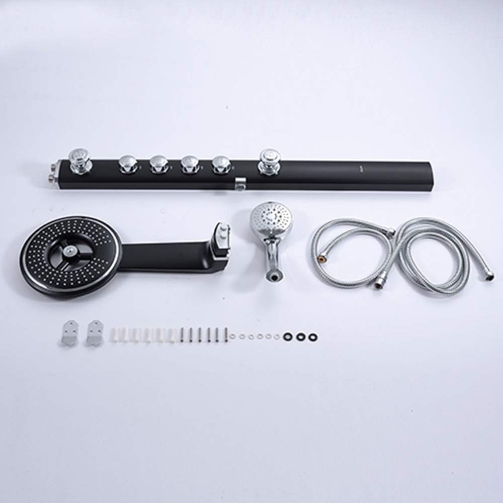 10Inches Bathroom Shower Panel Wall Mounted ABS Panel Massage Jets Handheld Shower Spray Top Head Round Mixer Water Shower System Column