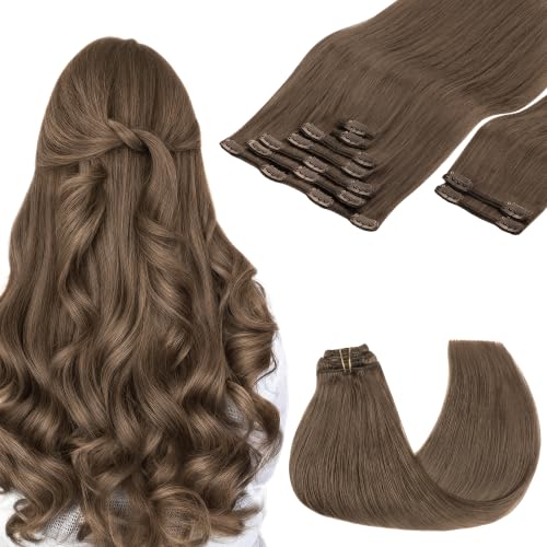 Image of GOO GOO Clip in Hair Extensions Real Human Hair Brown Remy Extensions