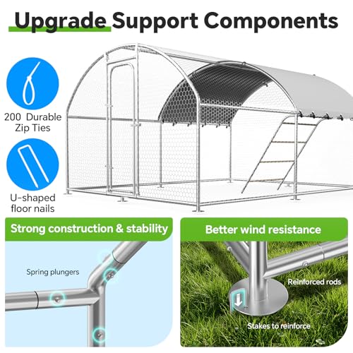 Image of 13.1x9.8 FT Large Metal Chicken Coop, Walk-in Poultry Run Enclosure