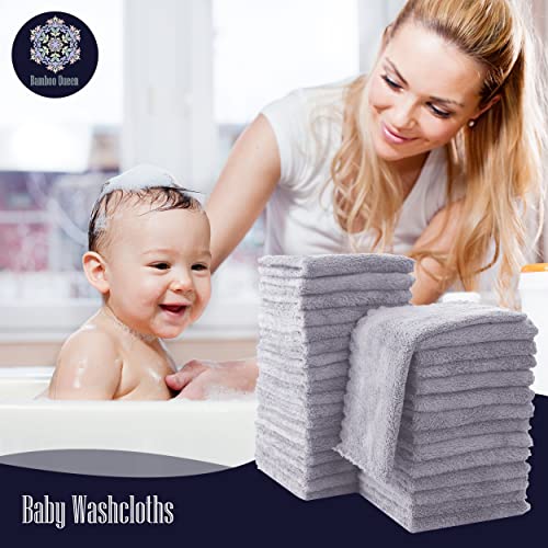 Image of 32 Pack Baby Washcloths - 10x10 Inch, Coral Fleece - Extra Absorbent and Soft Wash Clothes for Newborns, Infants and Toddlers - Suitable for Sensitive Skin and New Born - Baby Shower - Light Grey
