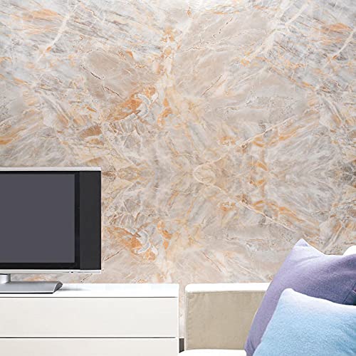 Image of Self Adhesive Gloss Vinyl Wrap Film, High Gloss Marble Furniture Film Wallpaper (12 * 120 inch, White Marble)