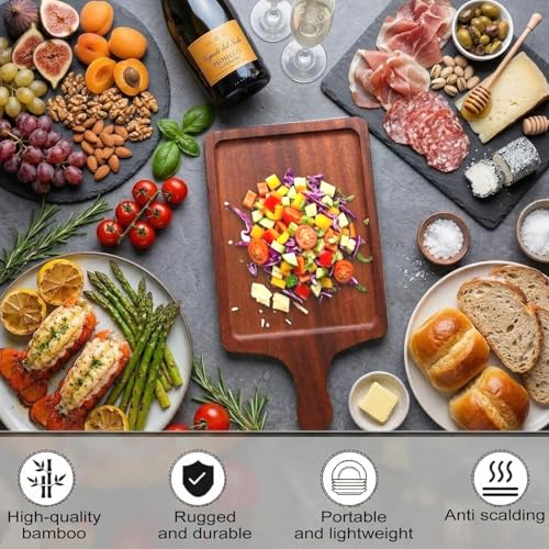 Tabla de cortar de madera ébano con mango, pack de 10 miniatura 5