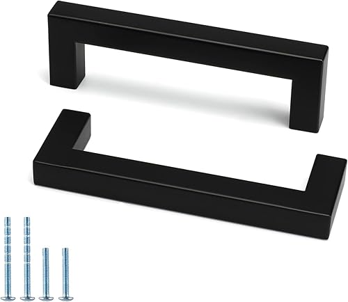 Goldenwarm LSJ12BK. - Manijas de barra cuadrada para cajón de armario, color negro, herrajes negros modernos LSJ12BK para cocina y baños, manijas de disponible en Yaxa Colombia