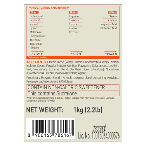 Image of FUELONE Whey Max (Chocolate Hazelnut, 1kg / 2.2lbs), 27g Protein | Whey Protein Concentrate & Whey Protein Isolate